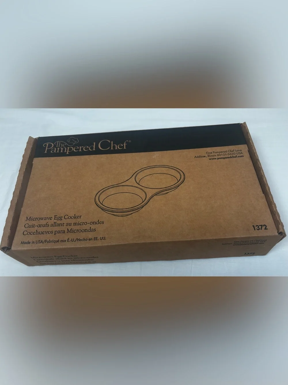 Pampered Chef Stoneware Microwave Egg Cooker DoubleCooker 1372 NEW/NIB w/instxns